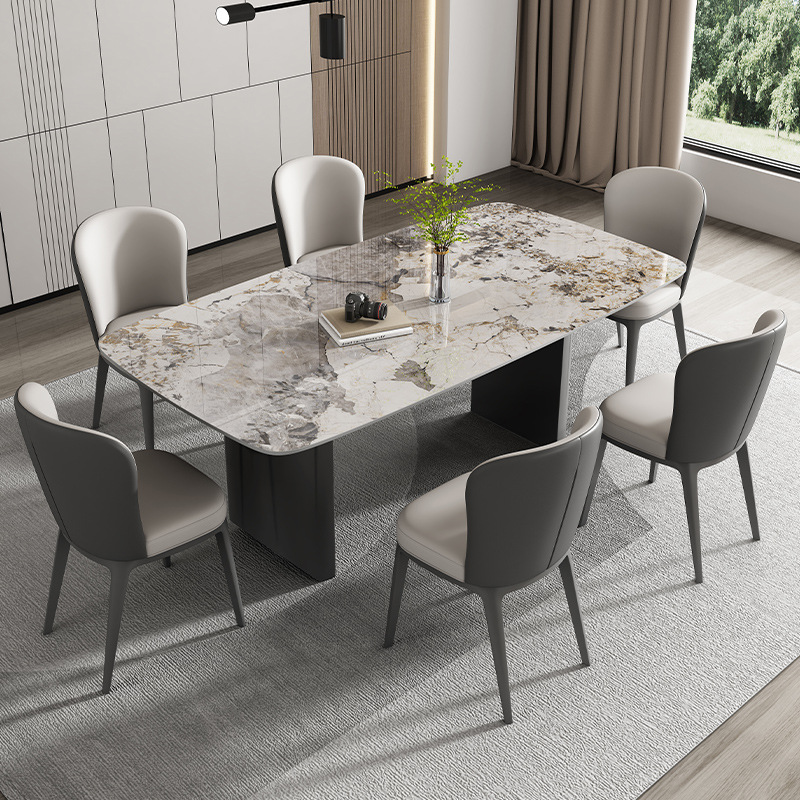 Nordic Slate White Round Dining Table Living Room