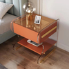 Modern Solid Wood Orange Rectangular Bedside Table Bedroom