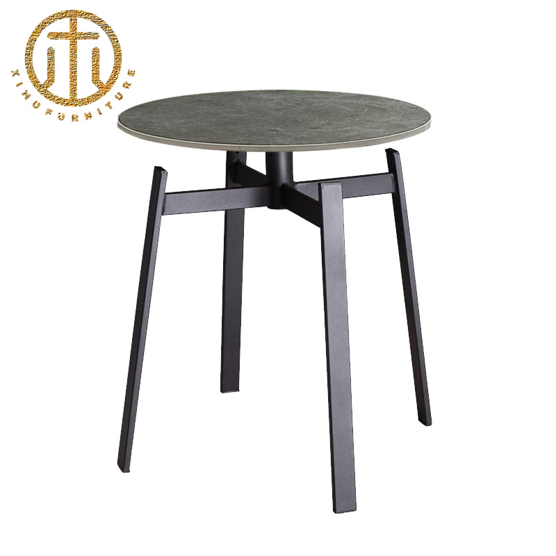 European Style Slate Grey Round Side Table in Living Room