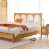 Chinese Retro Simple Rattan Solid Wood Bed For Bedroom