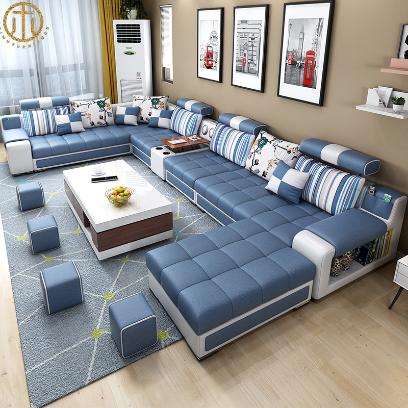 Modern Minimalist Living Room Latex Technology Fabric Sofa