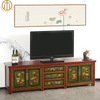 New Chinese Style Classical Retro Painted Painted Flowers TV Cabinet