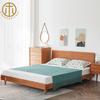 Modern Minimalist Japanese Style Cherry Wood Solid Wood Double Bed For Bedroom Furniture