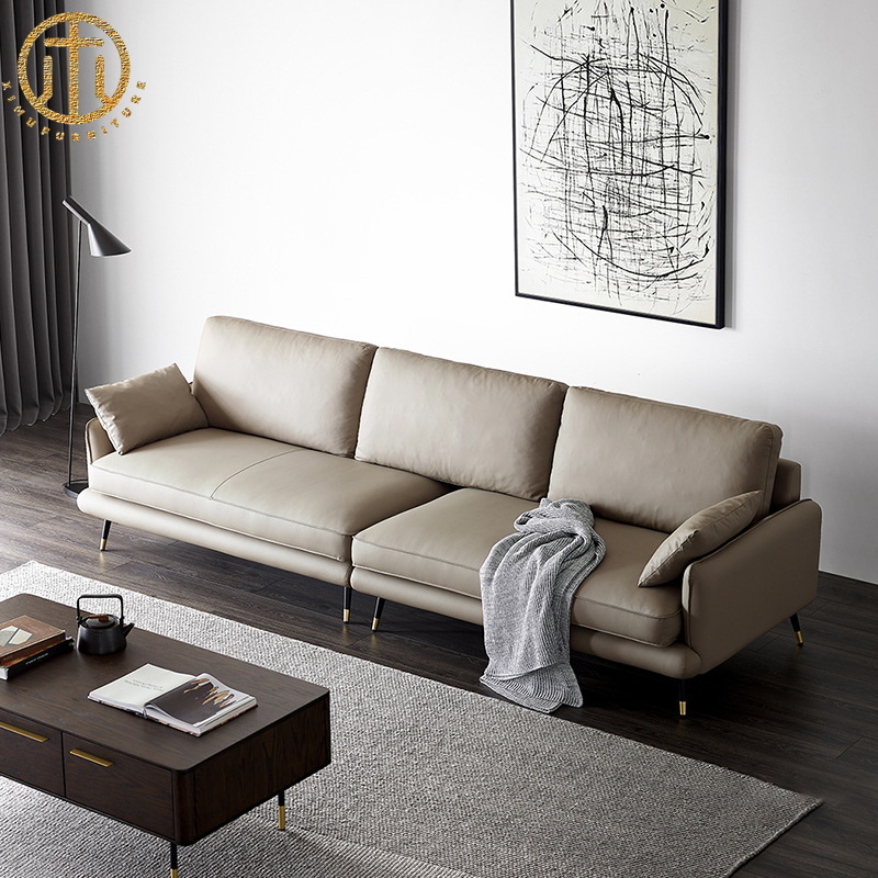 Italian Modern Minimalist Leather Sofa For Living Room