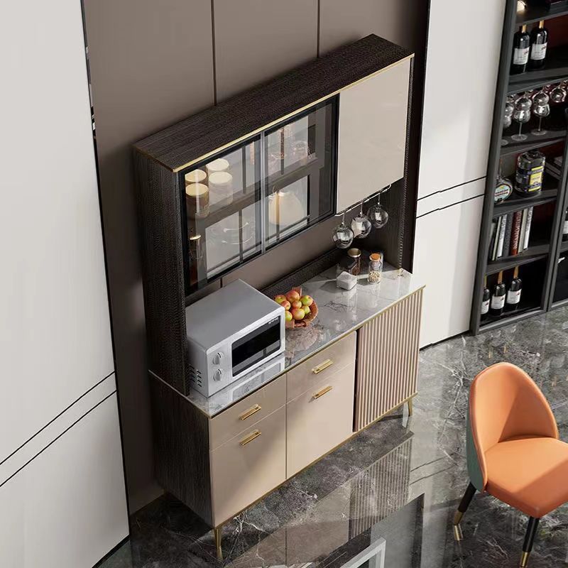 Light Luxury Slate Light Brown Rectangular Cabinet in Dining Room