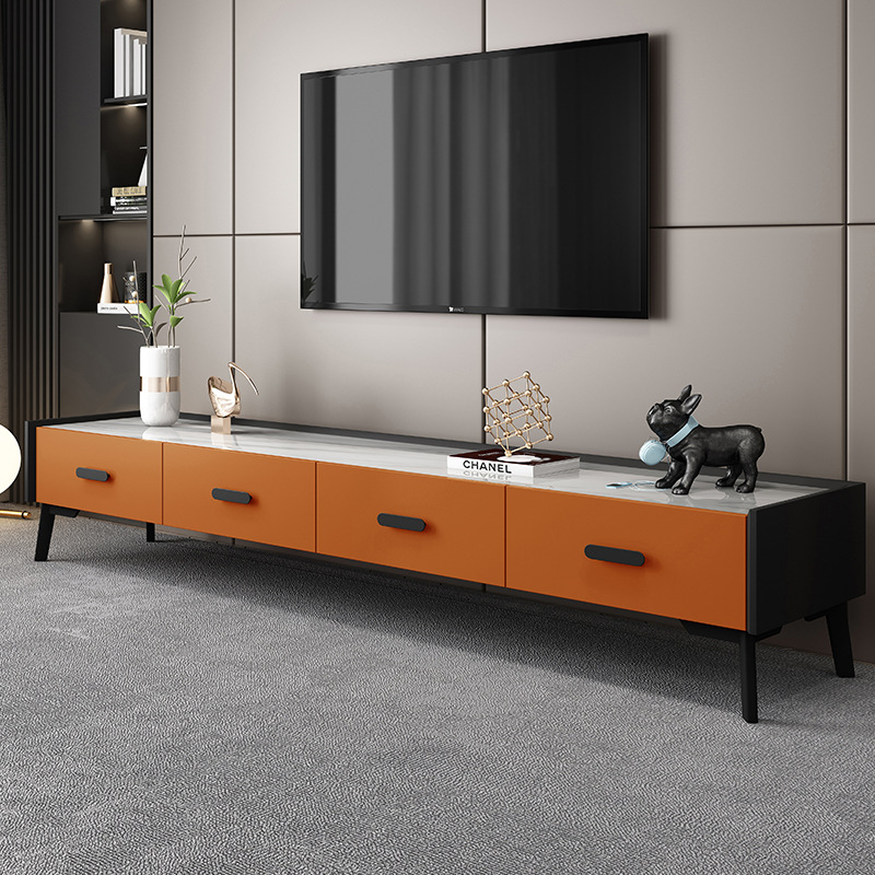 European Style Minimalist Orange Rectangular TV Cabinet Living Room