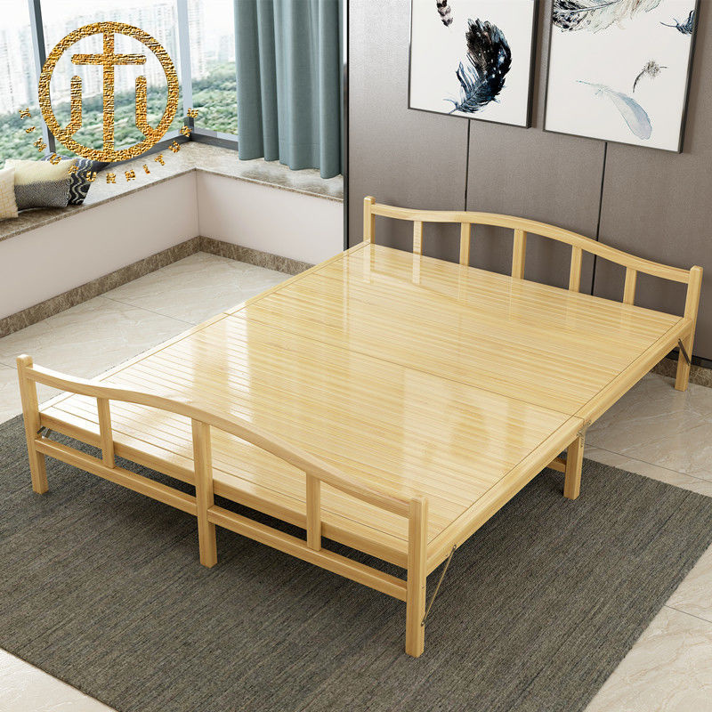 Chinese Simple Bedroom Furniture Folding Solid Beech Bed