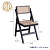 European Retro Dining Room Furniture with Back Foldable Solid Wood Rattan Chair