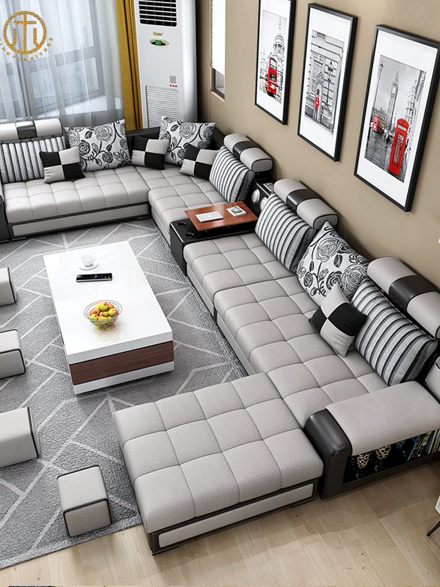 Modern Minimalist Living Room Latex Technology Fabric Sofa