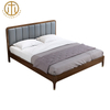 Modern Minimalist 1.8m Master Bedroom Walnut Soft Back Bed For Bedroom