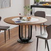 Household Small Apartment Modern Minimalist Round Solid Wood Dining Table with Built-in Rock Plate Turntable