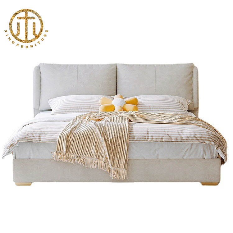 Nordic Modern Minimalist Technology Fleece Fabric Bed For Bedroom