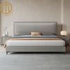 Nordic Leather Grey Rectangular Bed Bedroom