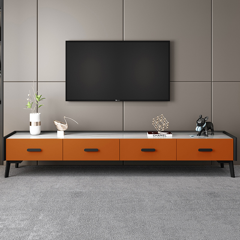 European Style Minimalist Orange Rectangular TV Cabinet Living Room