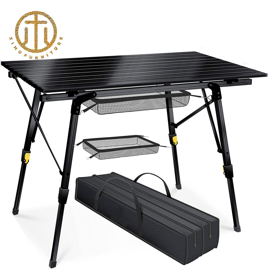 Outdoor Camping Leisure Dining Room Furniture Aluminum Alloy Portable Folding Egg Roll Table