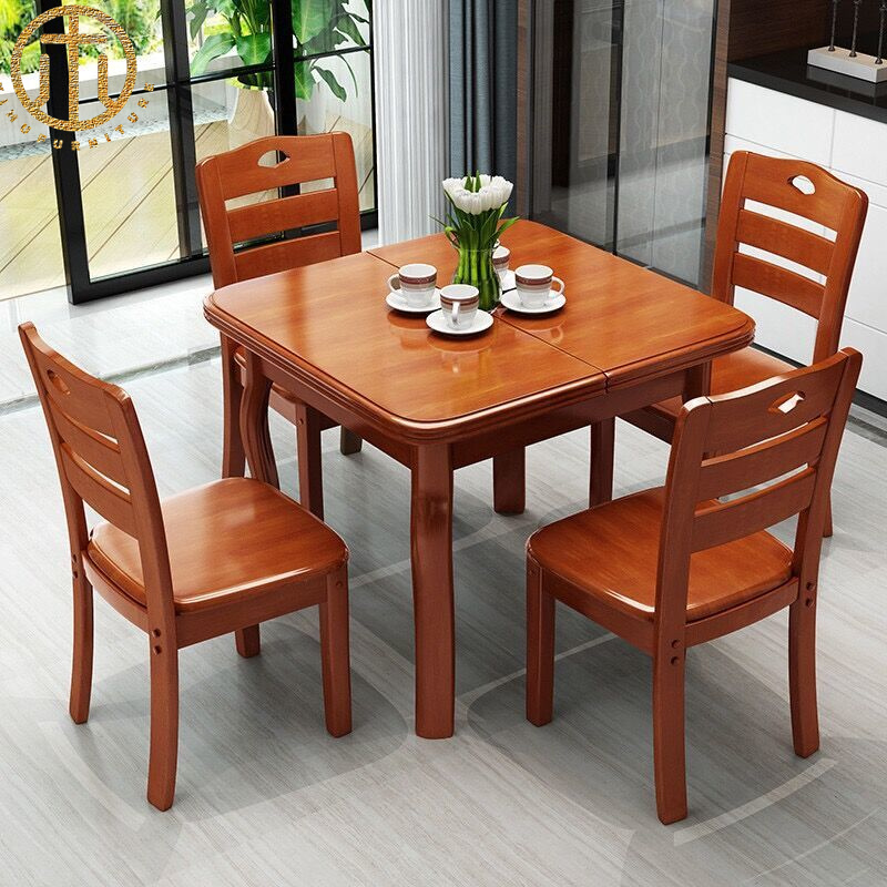 Simple Modern Small Apartment Solid Wood Retractable Dining Table