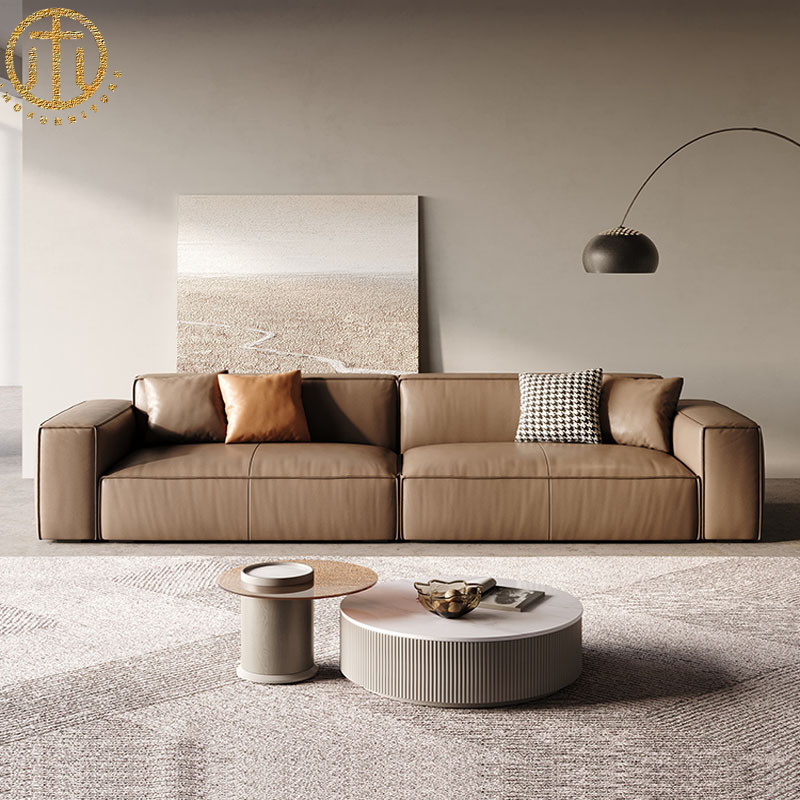 Italian Style Modern Minimalist Living Room Leather Sofa