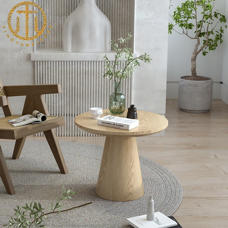 2023 Latest Creative Modern Minimalist Balcony Solid Wood Round Coffee Table