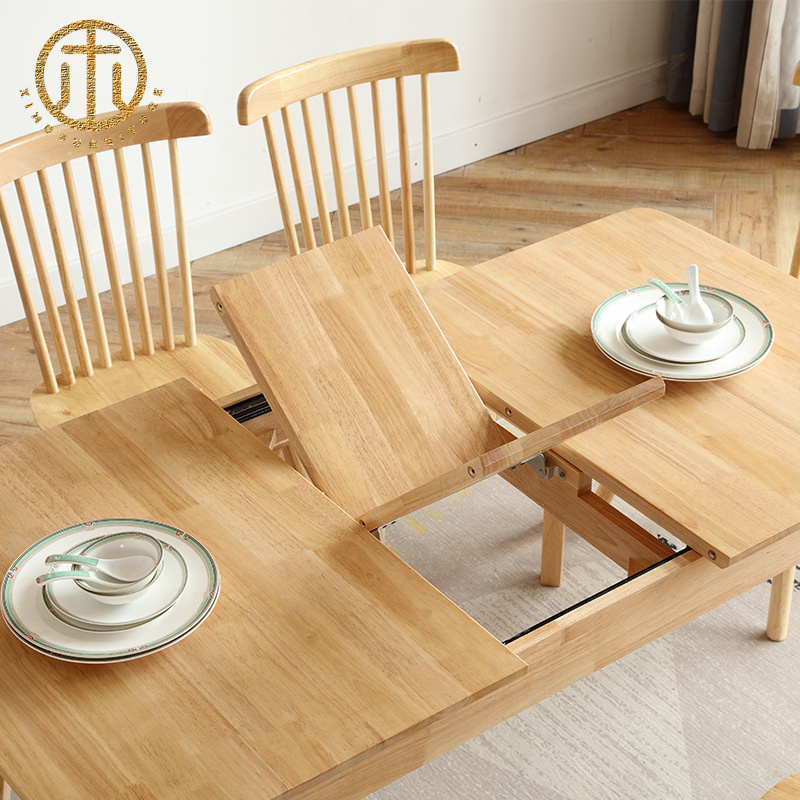 Nordic Small Apartment Solid Wood Extendable Dining Table