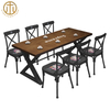 American Style Solid Wood Wrought Iron Western Restaurant Dining Table