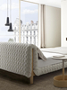 European Style Fabric White Rectangular Bed Bedroom