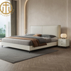 Nordic Leather Grey Rectangular Bed Bedroom