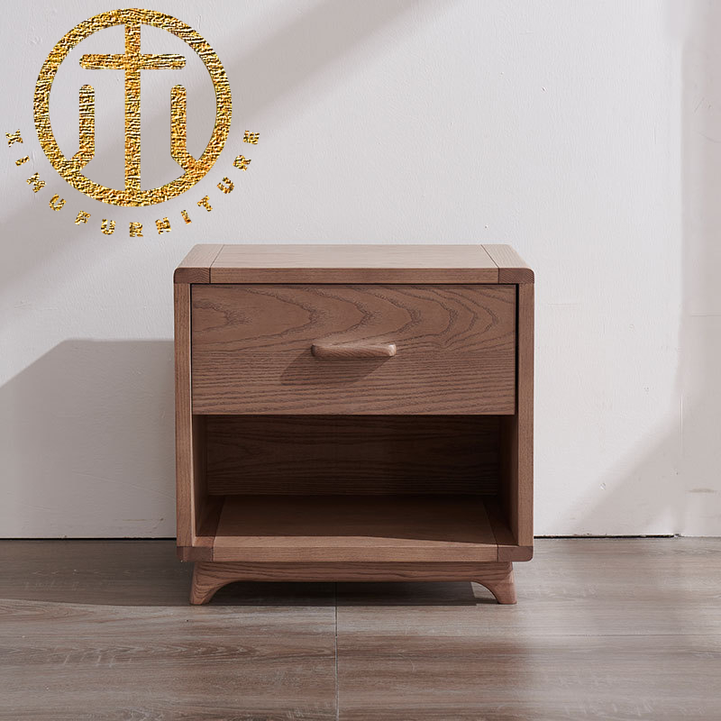 Modern Solid Wood Brown Rectangular Bedside Table Bathroom