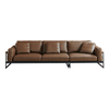 Italian Leather Brown Rectangular Sofa Home