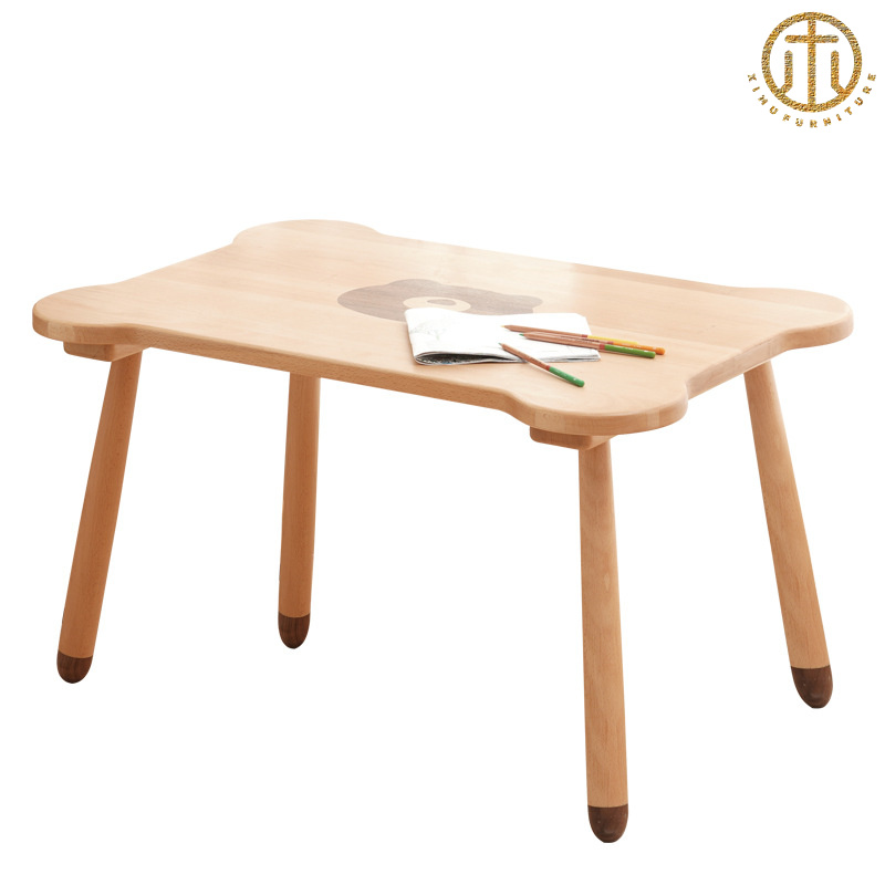 Nordic Simple Beech Solid Wood Children′s Dining Table