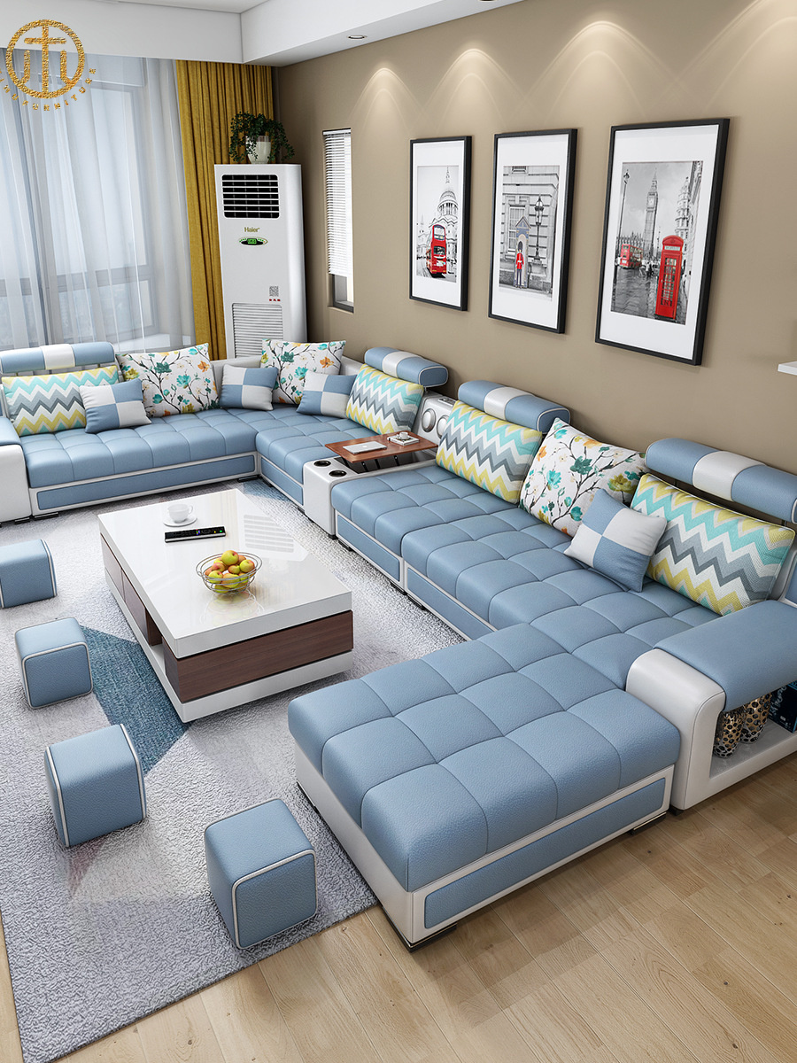 Modern Minimalist Living Room Latex Technology Fabric Sofa