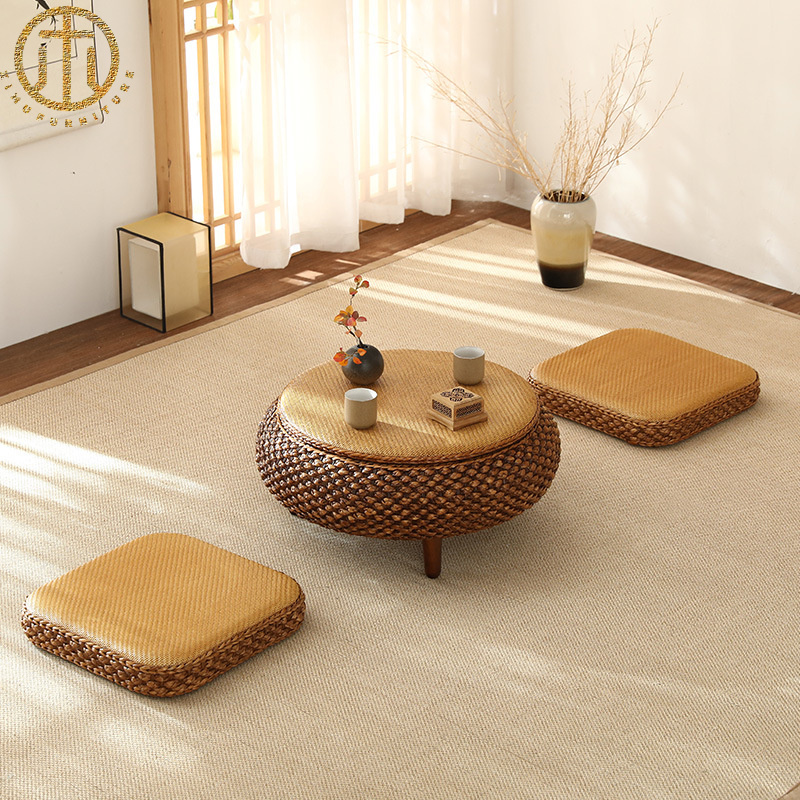 Chinese Rattan Bay Window Tatami Tea Table