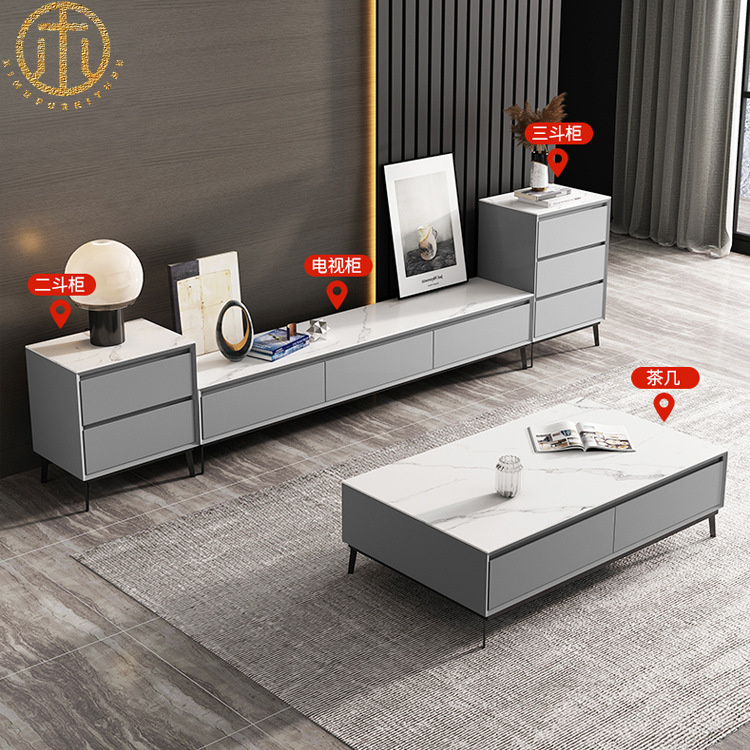 Italian Light Luxury Slate Floor TV Cabinet For Living Room