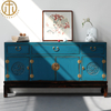 New Chinese Style Old Solid Wood Carved Living Room Sideboard