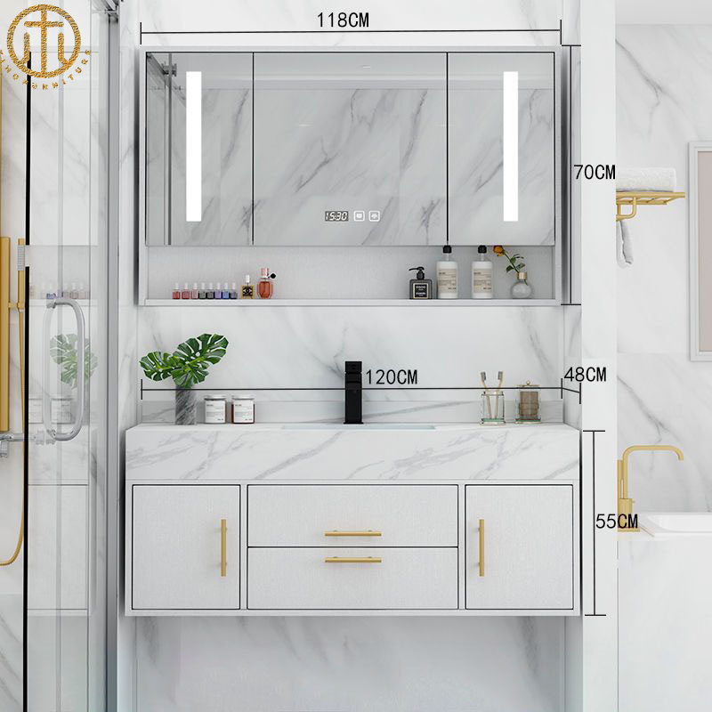 Light Luxury Slate Smart Mirror Bathroom Cabinet