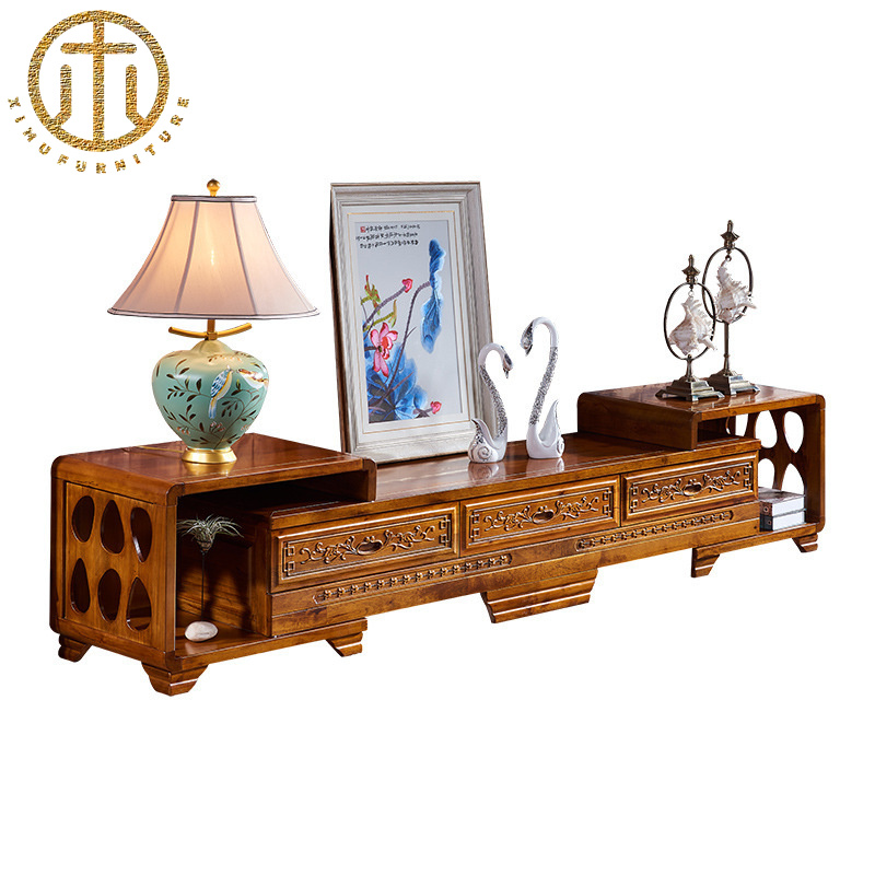 Modern Chinese Camphor Wood Antique Carved TV Cabinet For Living Room