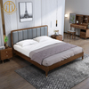 Modern Minimalist 1.8m Master Bedroom Walnut Soft Back Bed For Bedroom