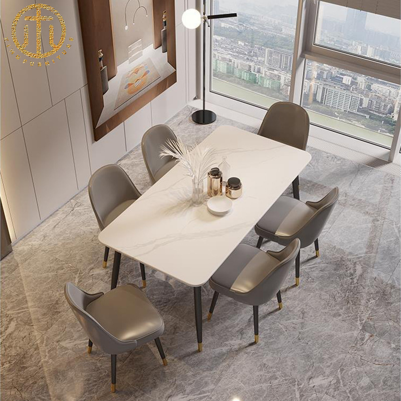 Italian Light Luxury Home Living Room Rectangular Slate Dining Table