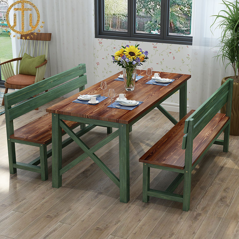 American Retro Old Solid Wood Rectangular Dining Table