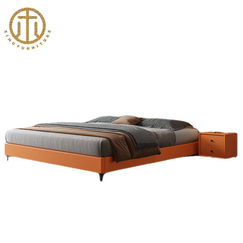 Italian Modern Light Luxury Simple Ins Leather Bed For Bedroom