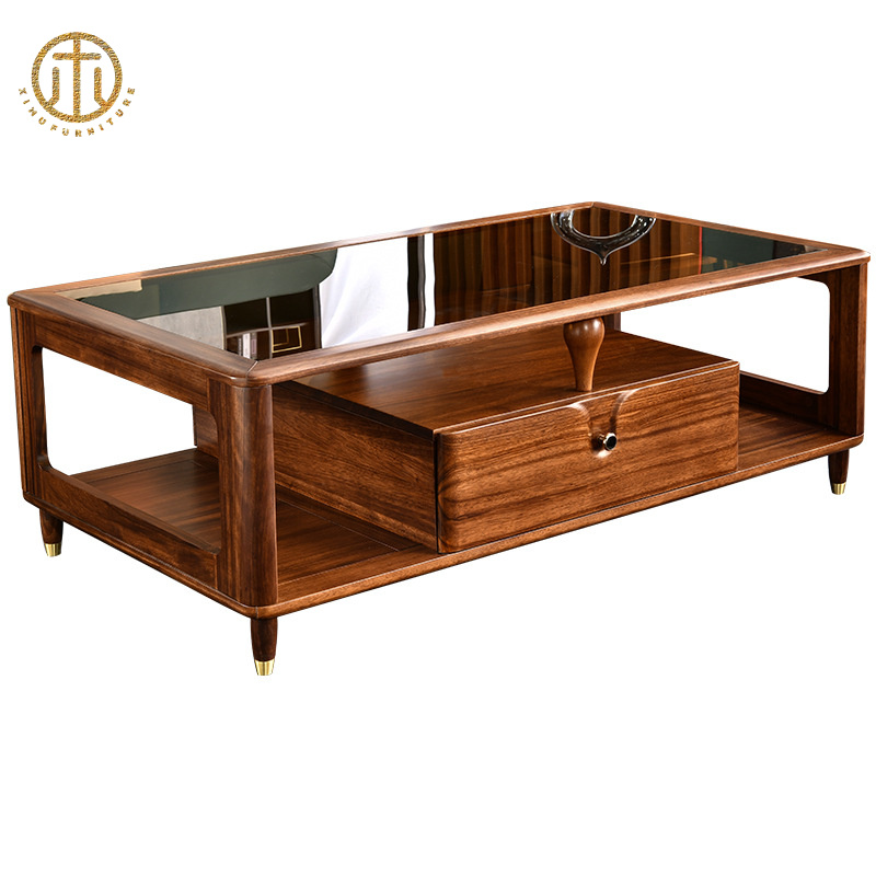 Living Room Modern Minimalist Fashion Gold Walnut Coffee Table