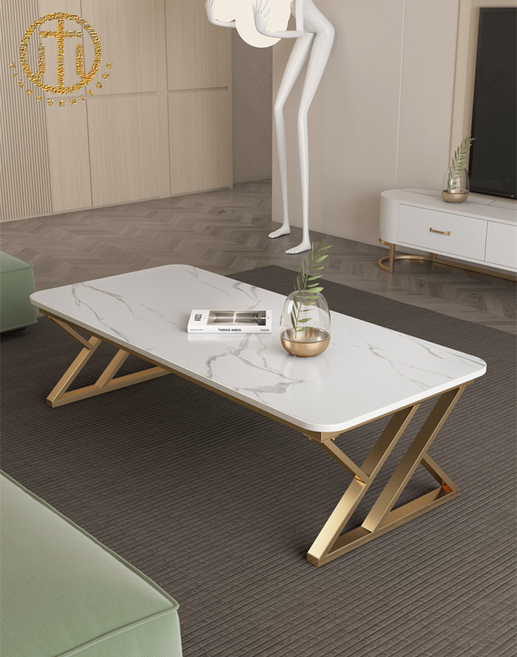 Italian Minimalist Small Apartment Rectangular Slate Tea Table For Living Room