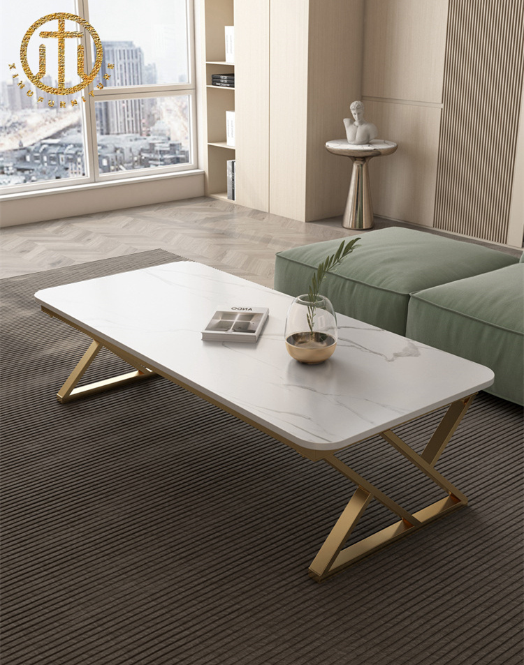 Italian Minimalist Small Apartment Rectangular Slate Tea Table For Living Room