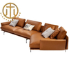 Nordic Leather Brown Rectangular Sofa Living Room