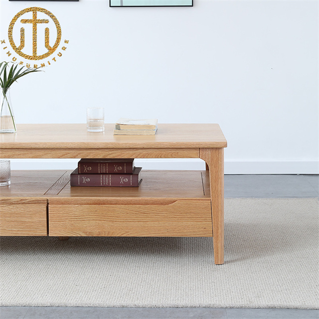 Modern Pine Log Color Rectangle Coffee Table in Living Room