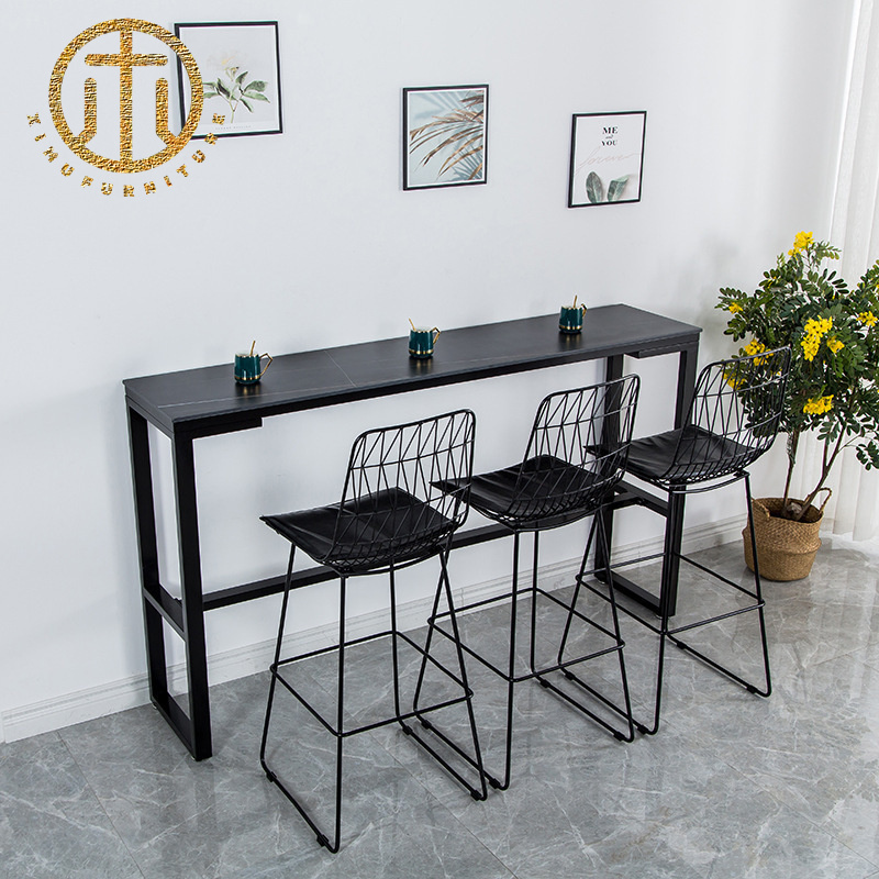 Minimalist Slate Black Rectangular Bar in Dining Room