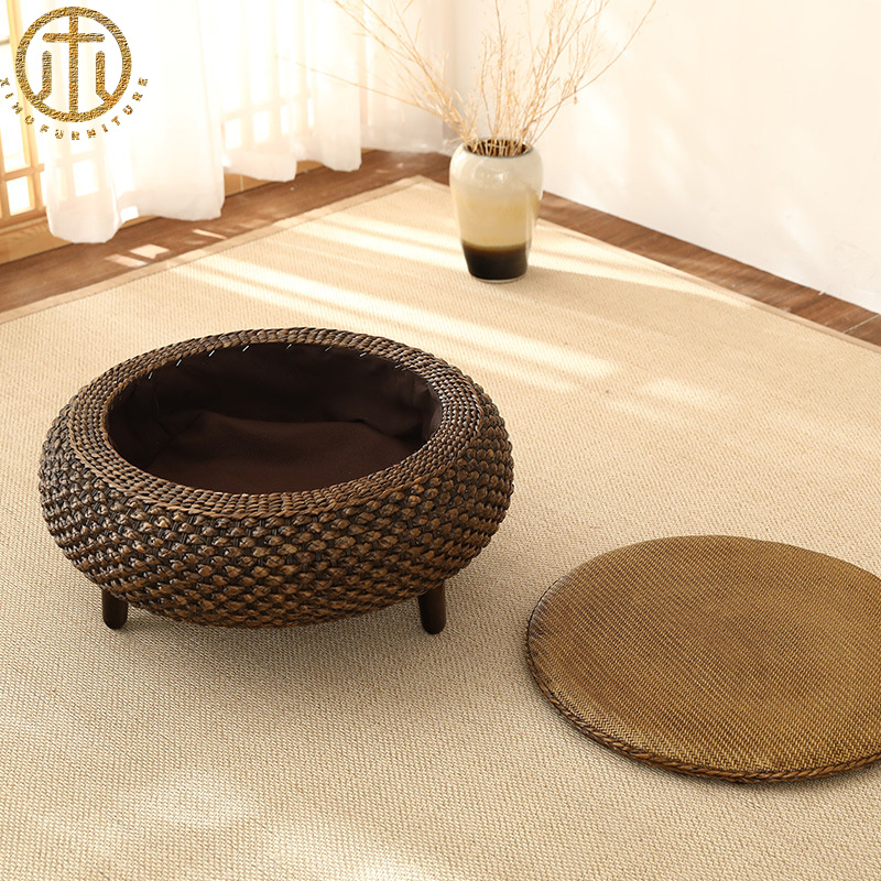 Chinese Rattan Bay Window Tatami Tea Table