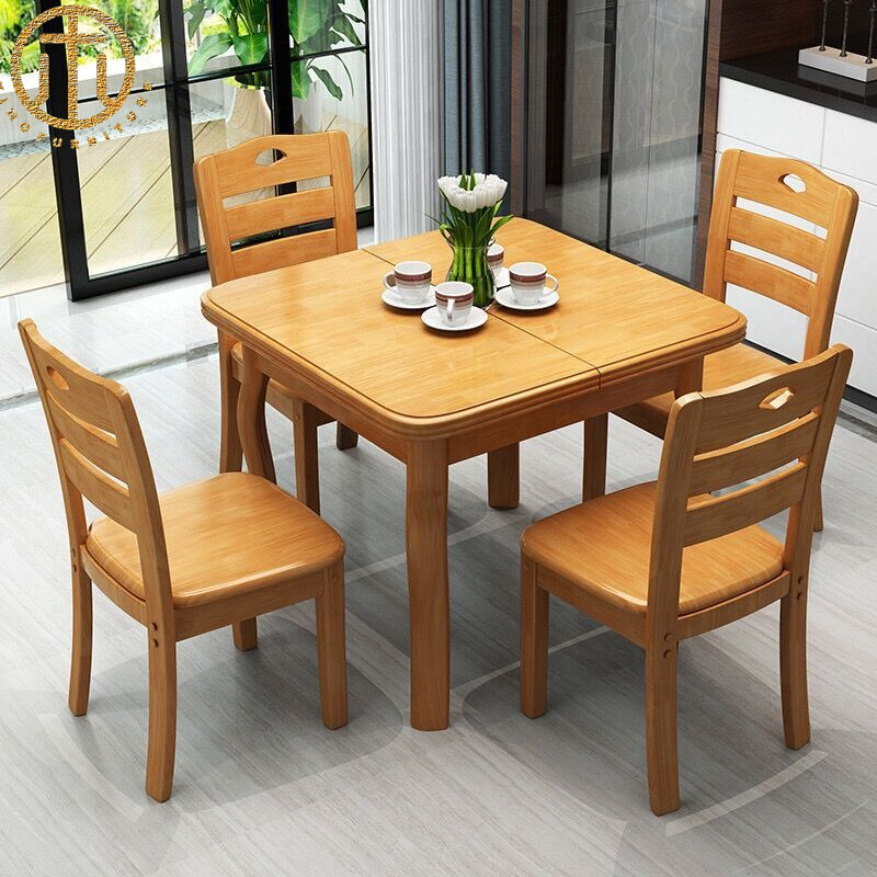 Simple Modern Small Apartment Solid Wood Retractable Dining Table