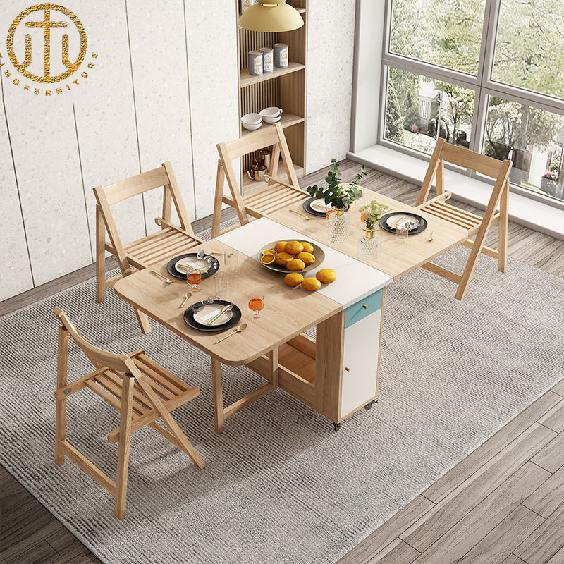 Modern Minimalist Living Room Multifunctional Folding Telescopic Dining Table