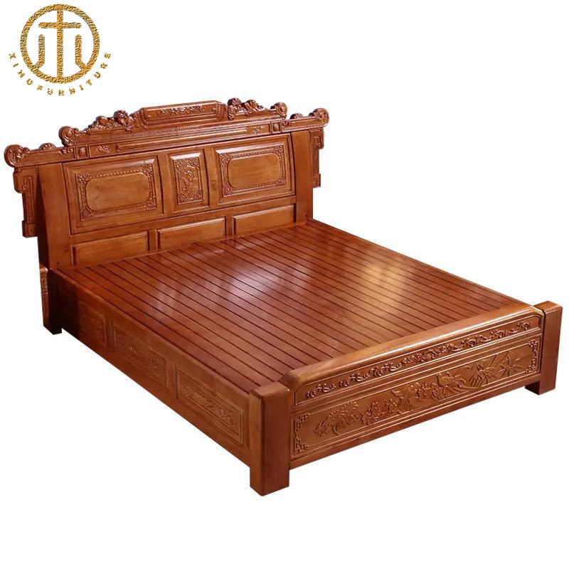 Chinese Classical Carved Solid Wood 1.8m Wedding Bed