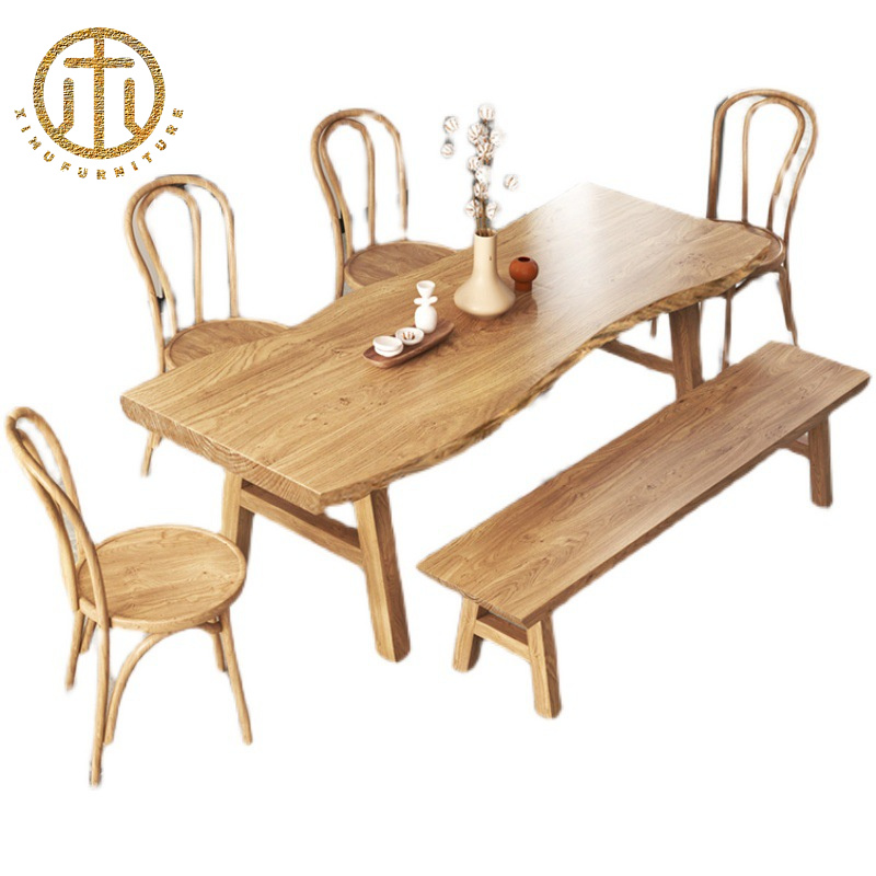 Japanese-style Simple Rectangular Log Solid Wood Dining Table For Dining Room